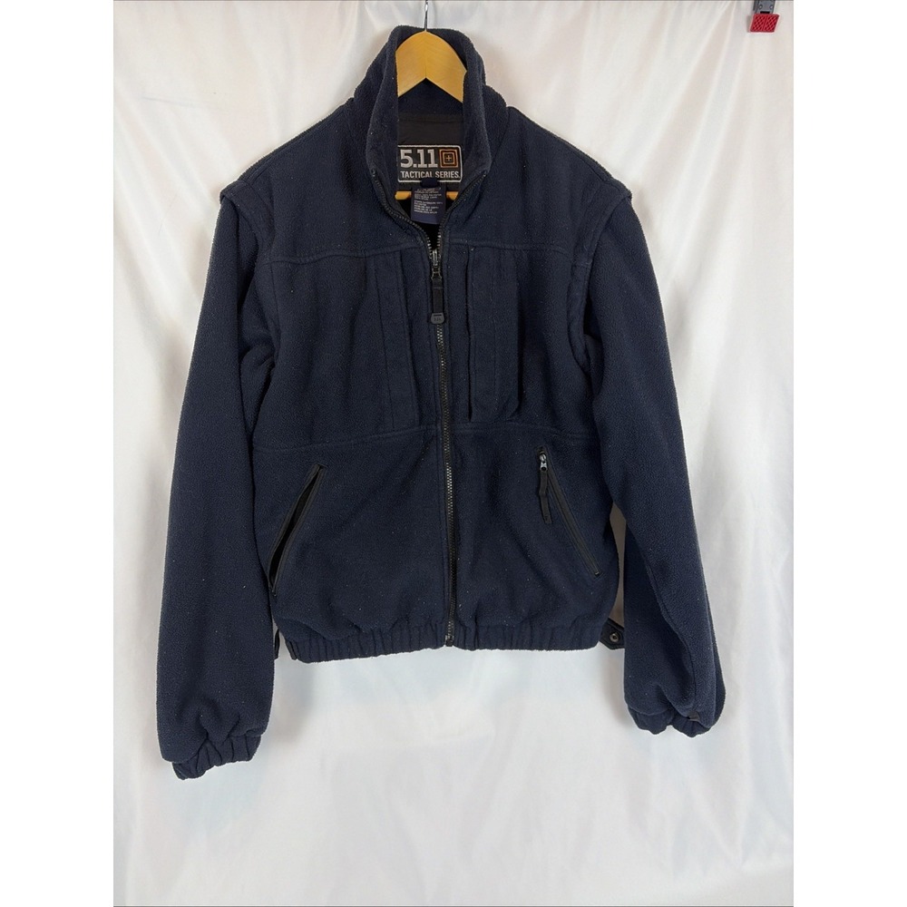 5.11 Tactical Fleece Jacket Mens Small Navy Bomber Removable Sleeves Vest